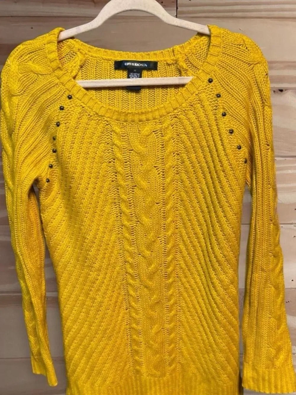 Yellow/mustard 89th & Madison cable knit sweater s M - Picture 1 of 4